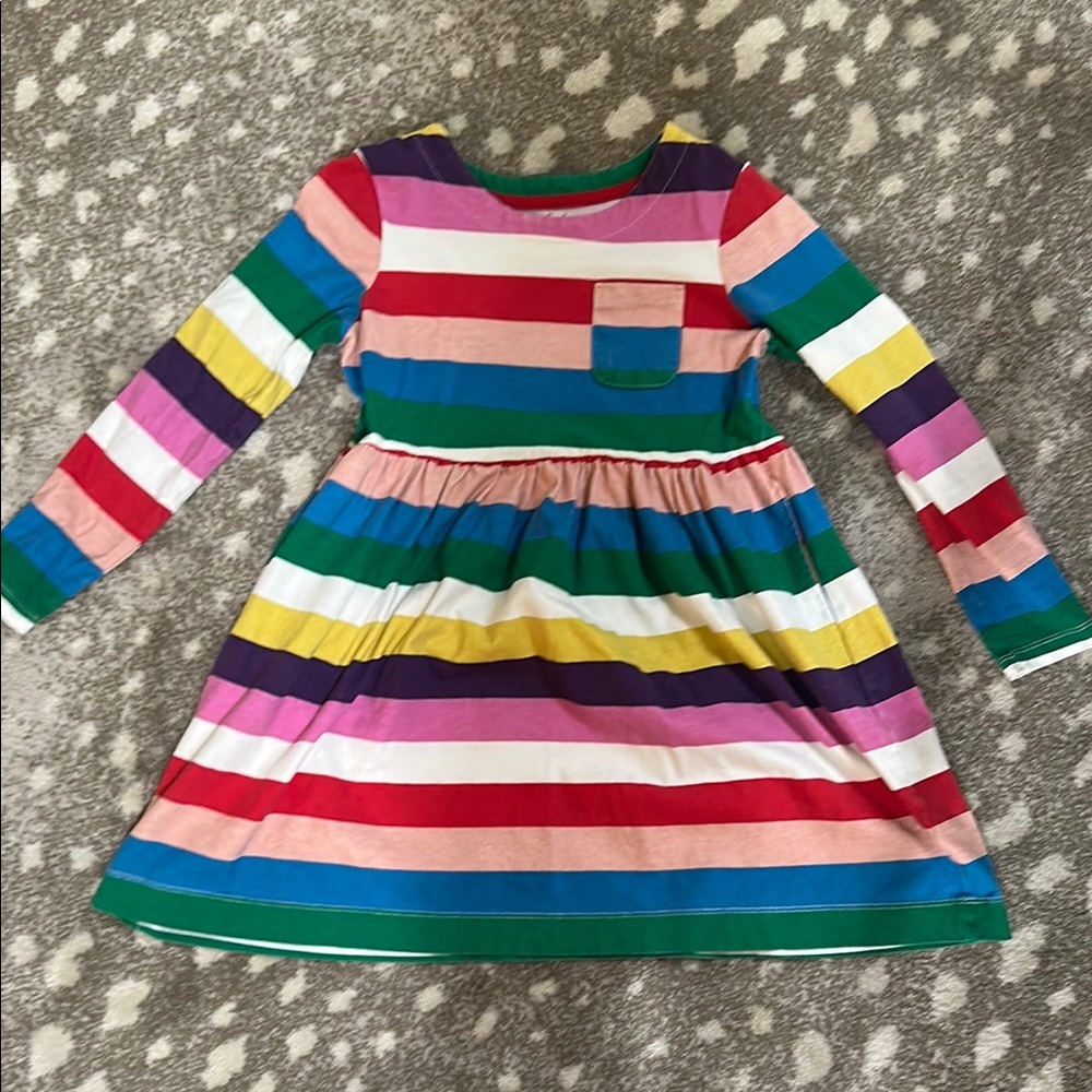 Mini Boden Pink and Red Pleated Long Sleeve Dress